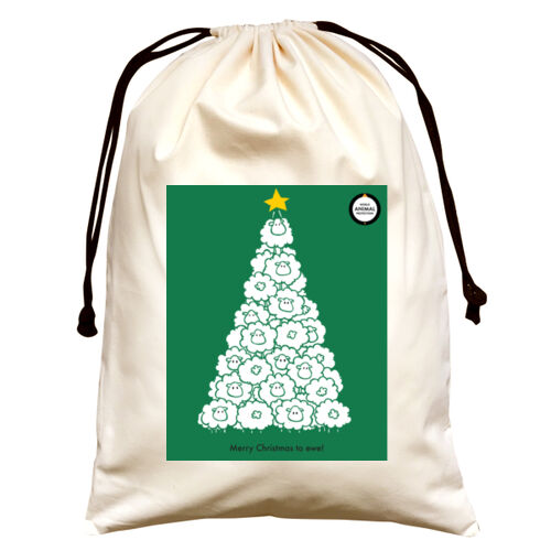 Large Natural Canvas Santa Sack: Merry Christmas to Ewe Thumbnail