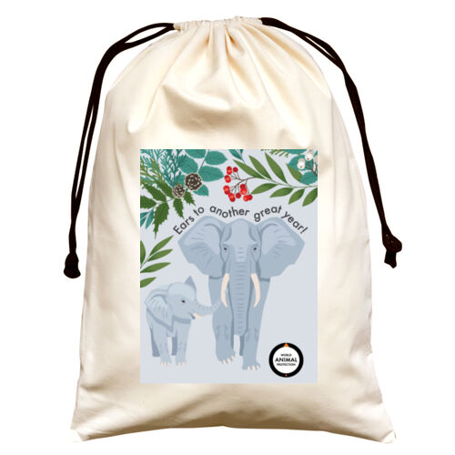 Large Natural Canvas Santa Sack: Ears to another great year! 2 Thumbnail