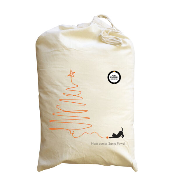 Medium Santa Sack: Here comes Santa Paws! Thumbnail