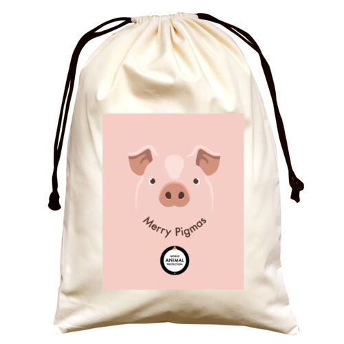 Large Natural Canvas Santa Sack: Merry Pigmas Thumbnail