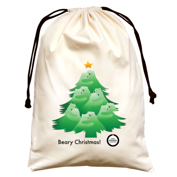 Large Natural Canvas Santa Sack: Beary Christmas! Thumbnail