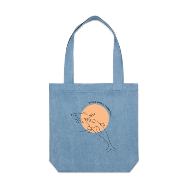 Denim Tote Bag: Dolphins Thumbnail