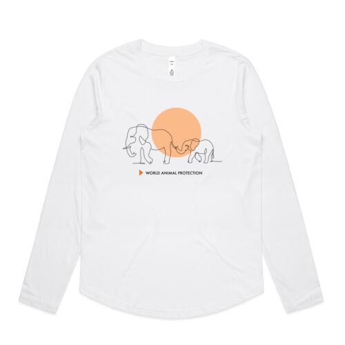 Women's Long Sleeve Shirt: Elephants belong in the wild Thumbnail