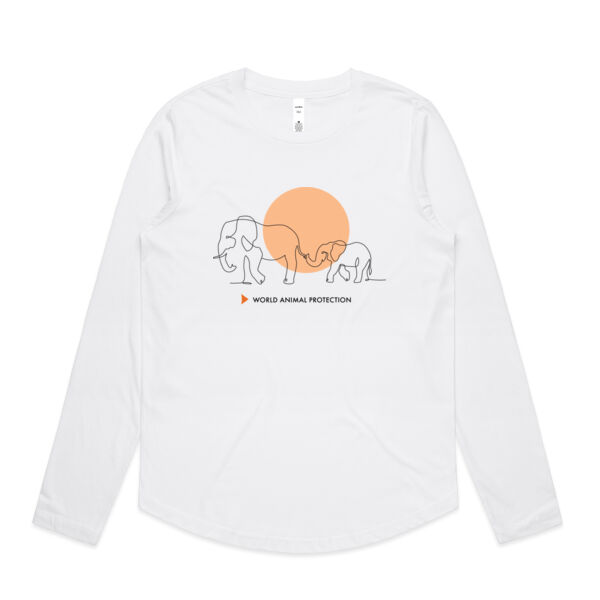 Women's Long Sleeve Shirt: Elephants belong in the wild Thumbnail